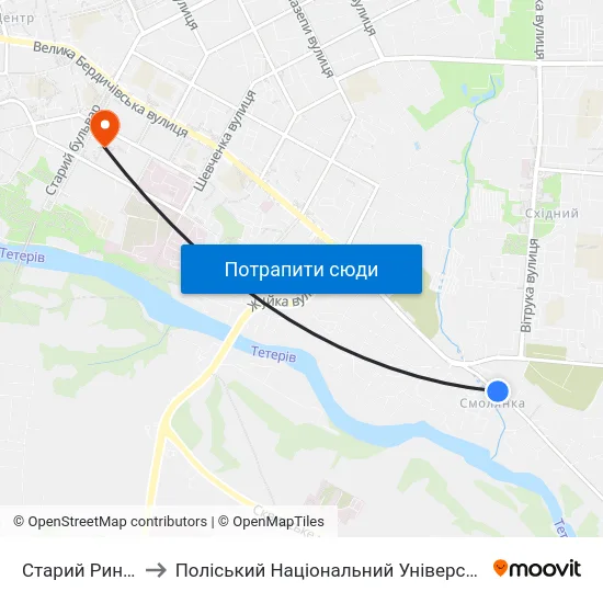 Старий Ринок to Поліський Національний Університет map