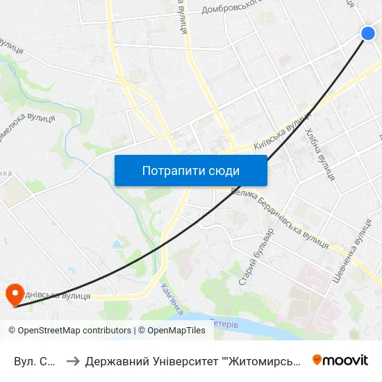 Вул. Східна to Державний Університет ""Житомирська Політехніка"" map