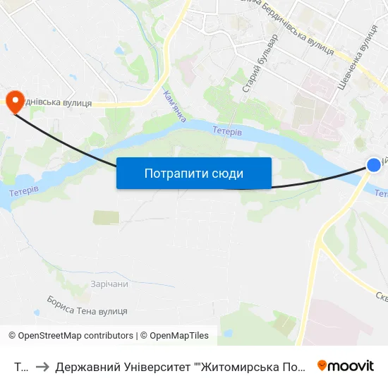 Тес to Державний Університет ""Житомирська Політехніка"" map