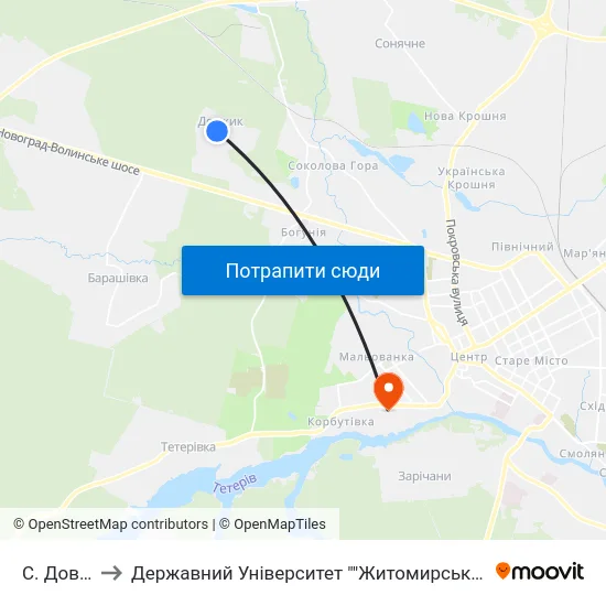 С. Довжик to Державний Університет ""Житомирська Політехніка"" map