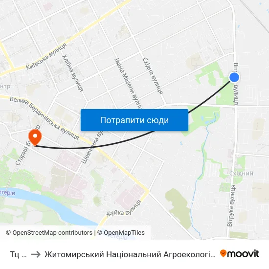 Тц Фуршет to Житомирський Національний Агроекологічний Університет / Zhytomyr National Agroecological University map