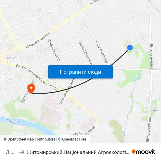 Ліцей №24 to Житомирський Національний Агроекологічний Університет / Zhytomyr National Agroecological University map