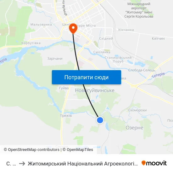 С. Пряжів to Житомирський Національний Агроекологічний Університет / Zhytomyr National Agroecological University map