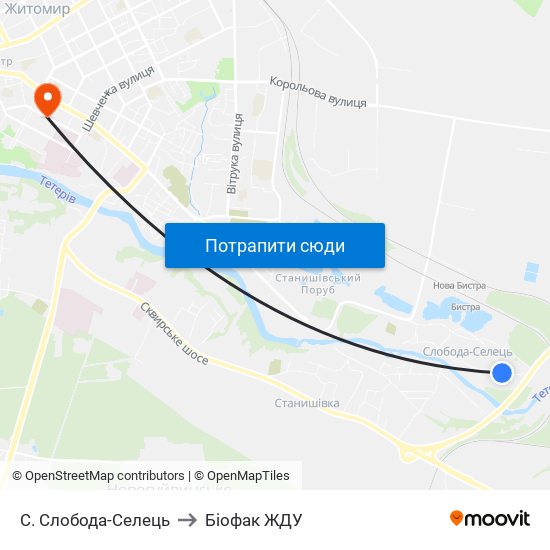 С. Слобода-Селець to Біофак ЖДУ map