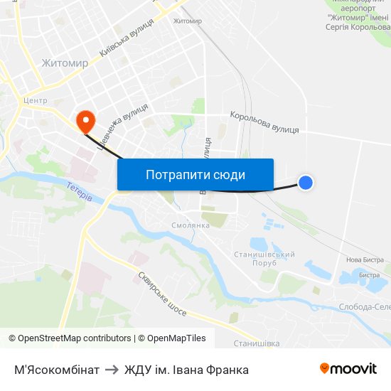 М'Ясокомбінат to ЖДУ ім. Івана Франка map