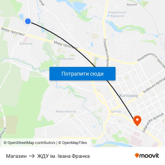 Магазин to ЖДУ ім. Івана Франка map