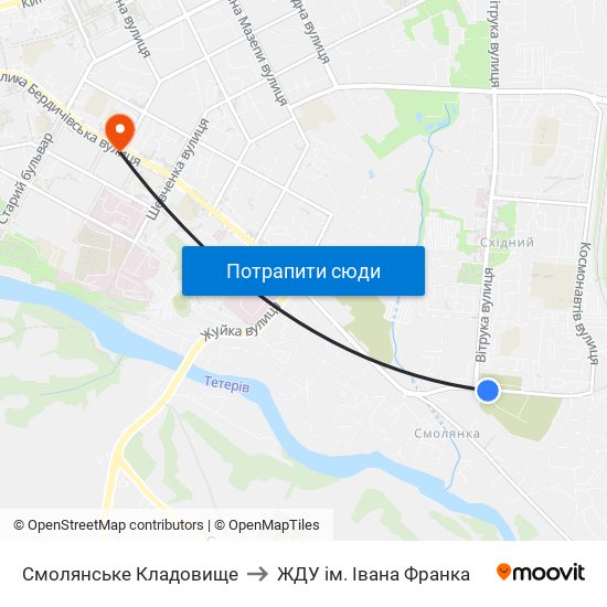 Смолянське Кладовище to ЖДУ ім. Івана Франка map