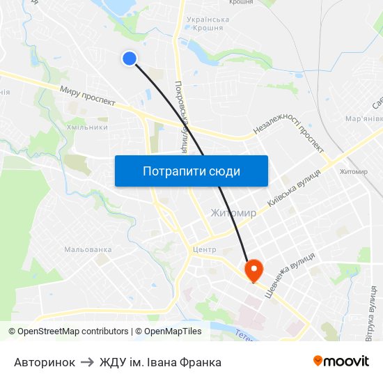 Авторинок to ЖДУ ім. Івана Франка map