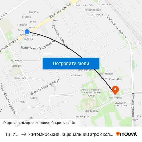 Тц Глобал to житомирський національний агро екологічний університет map