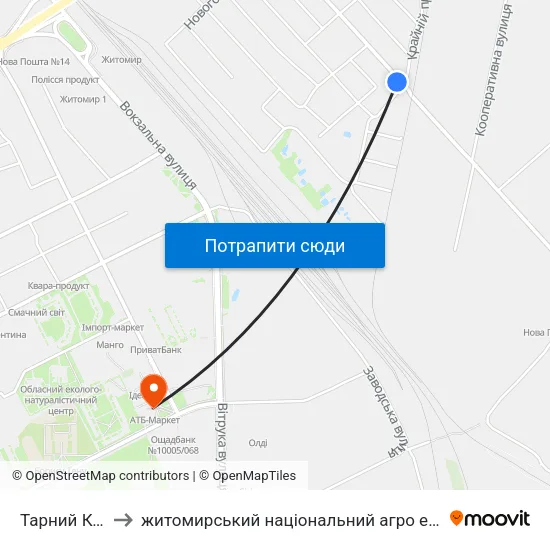 Тарний Комбінат to житомирський національний агро екологічний університет map