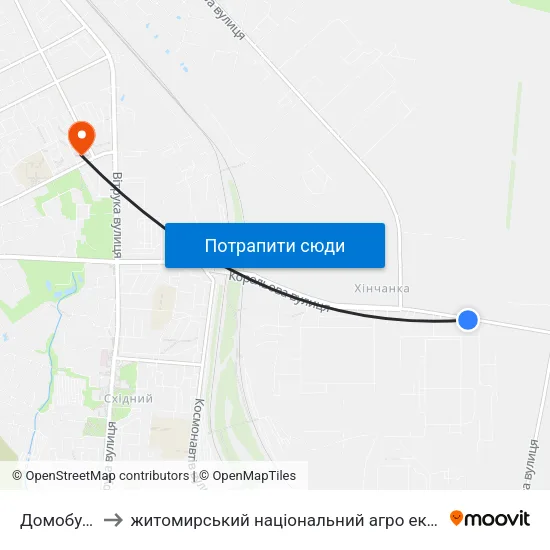 Домобудівник to житомирський національний агро екологічний університет map
