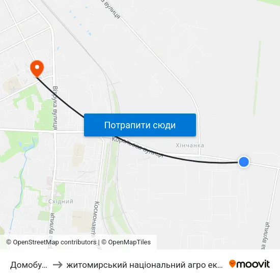 Домобудівник to житомирський національний агро екологічний університет map