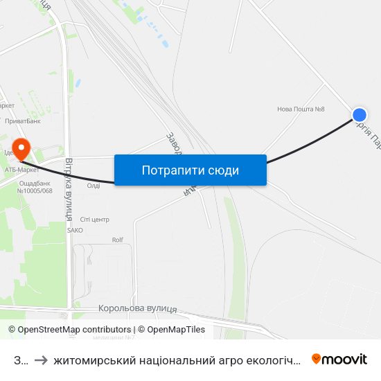 Зок to житомирський національний агро екологічний університет map