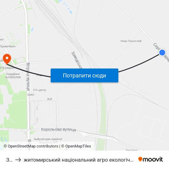 Зок to житомирський національний агро екологічний університет map