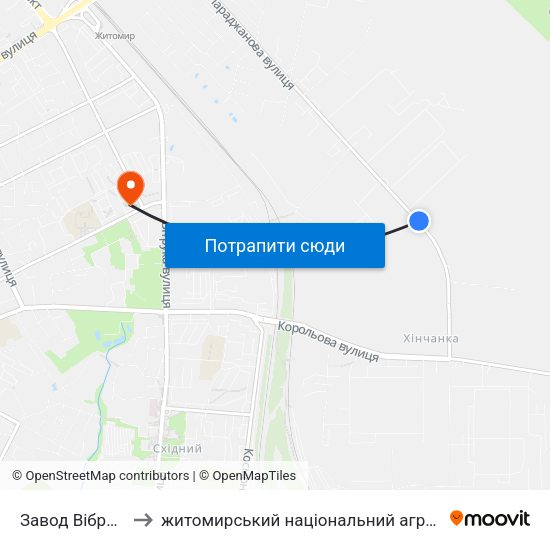 Завод Вібросепаратор to житомирський національний агро екологічний університет map