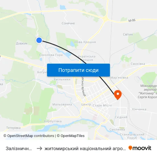 Залізничний Переїзд to житомирський національний агро екологічний університет map
