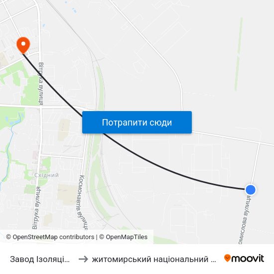 Завод Ізоляційних Матеріалів to житомирський національний агро екологічний університет map