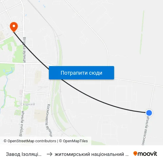 Завод Ізоляційних Матеріалів to житомирський національний агро екологічний університет map