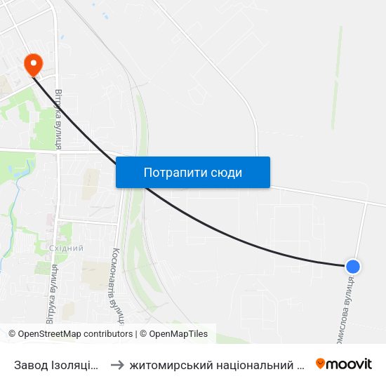 Завод Ізоляційних Матеріалів to житомирський національний агро екологічний університет map