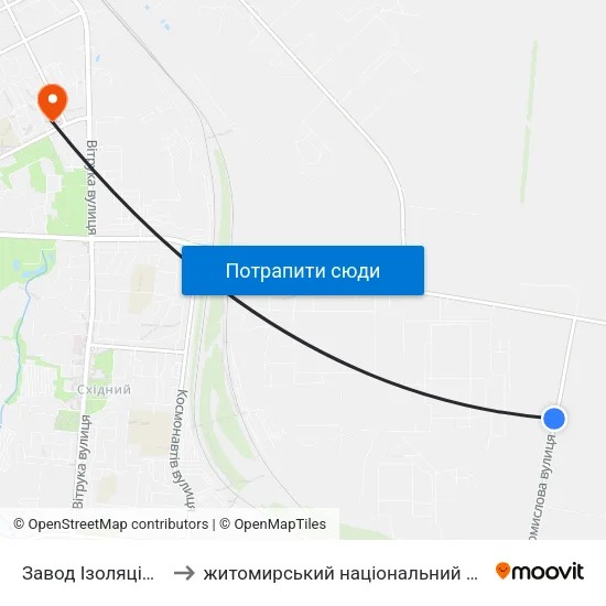Завод Ізоляційних Матеріалів to житомирський національний агро екологічний університет map