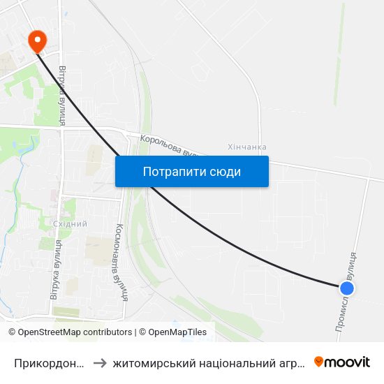 Прикордонна Частина to житомирський національний агро екологічний університет map