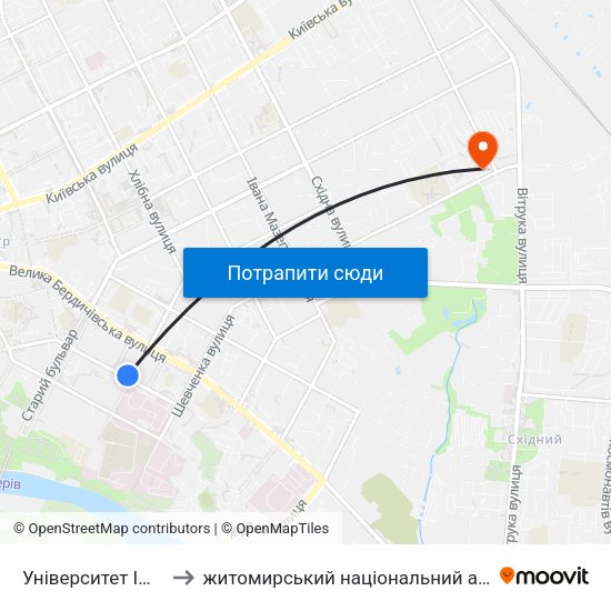 Університет Ім. Івана Франка to житомирський національний агро екологічний університет map