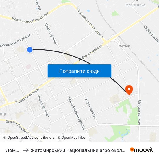 Ломбард to житомирський національний агро екологічний університет map