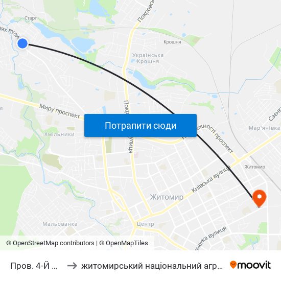 Пров. 4-Й Максютова to житомирський національний агро екологічний університет map