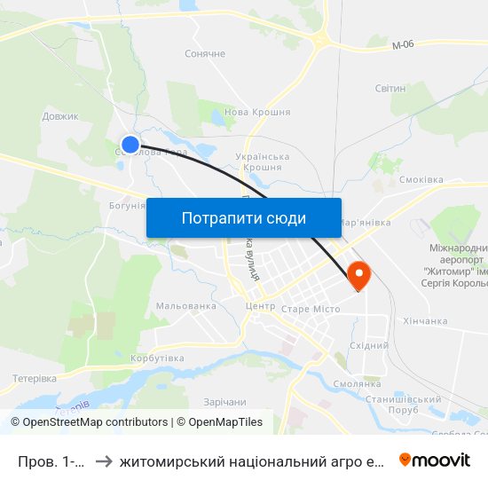 Пров. 1-Й Миру to житомирський національний агро екологічний університет map
