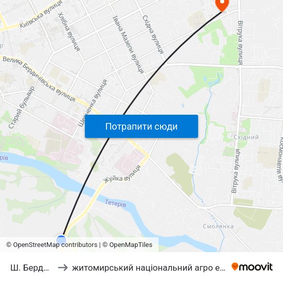 Ш. Бердичівське to житомирський національний агро екологічний університет map