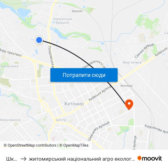 Школи to житомирський національний агро екологічний університет map