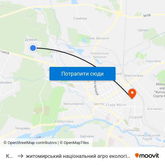 Кафе to житомирський національний агро екологічний університет map