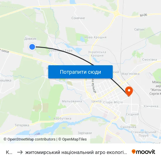 Кафе to житомирський національний агро екологічний університет map