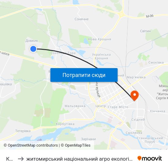 Кафе to житомирський національний агро екологічний університет map