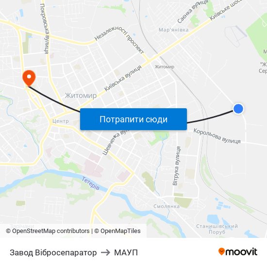 Завод Вібросепаратор to МАУП map