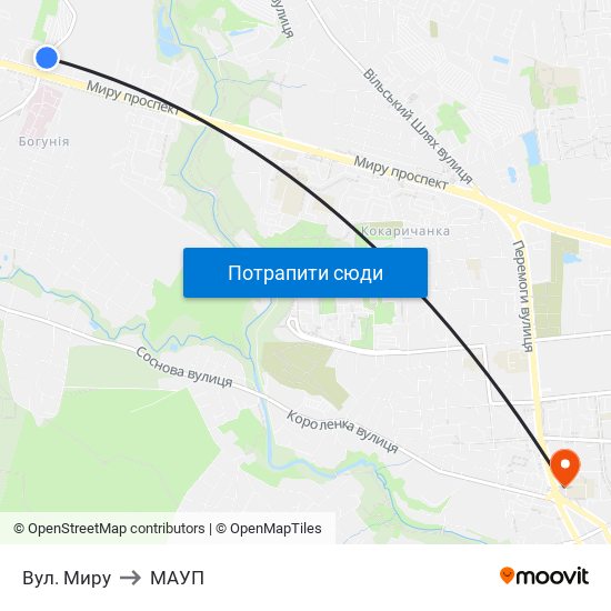 Вул. Миру to МАУП map