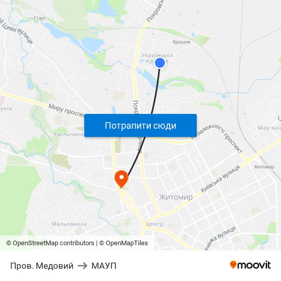 Пров. Медовий to МАУП map