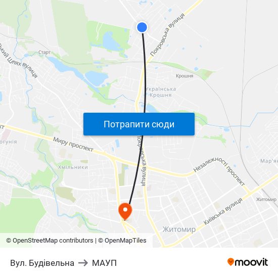 Вул. Будівельна to МАУП map