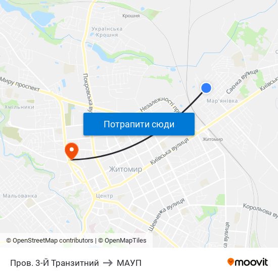 Пров. 3-Й Транзитний to МАУП map