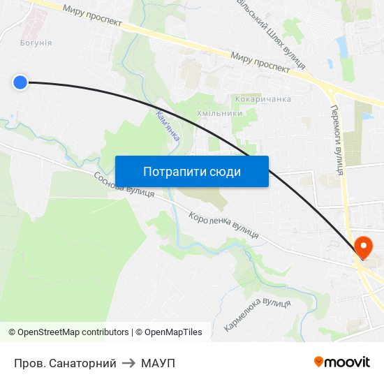 Пров. Санаторний to МАУП map