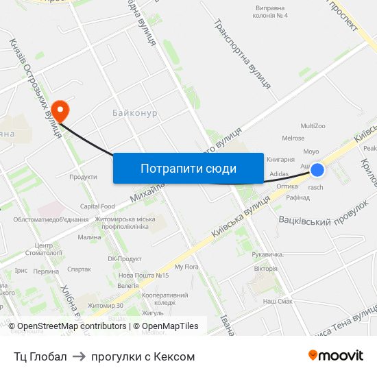 Тц Глобал to прогулки с Кексом map