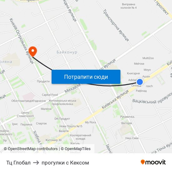 Тц Глобал to прогулки с Кексом map