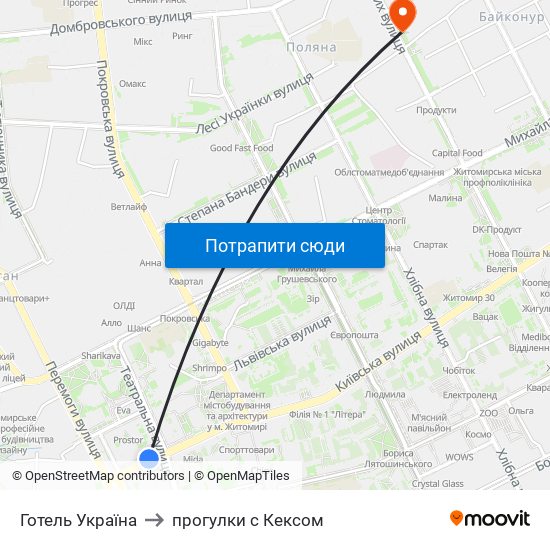 Готель Україна to прогулки с Кексом map