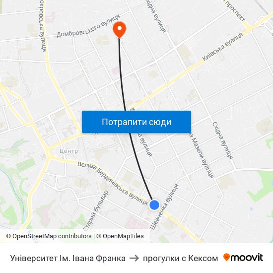 Університет Ім. Івана Франка to прогулки с Кексом map