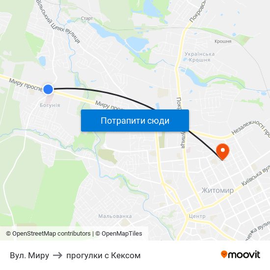 Вул. Миру to прогулки с Кексом map