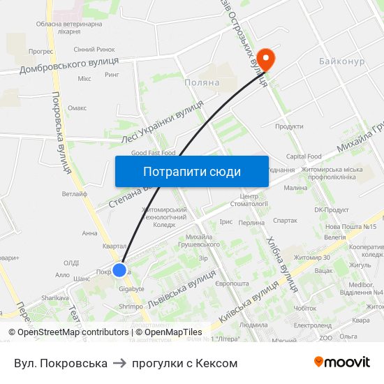 Вул. Покровська to прогулки с Кексом map