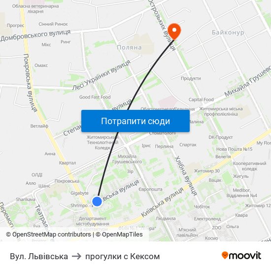 Вул. Львівська to прогулки с Кексом map