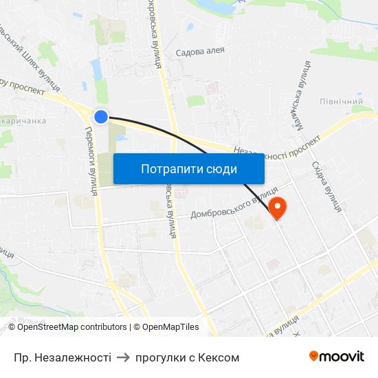 Пр. Незалежності to прогулки с Кексом map