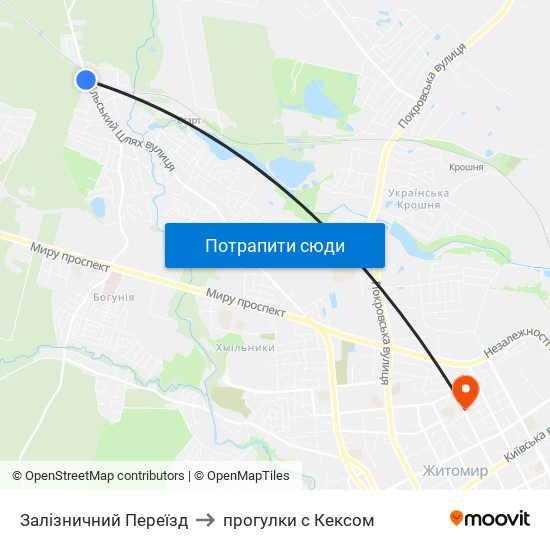 Залізничний Переїзд to прогулки с Кексом map