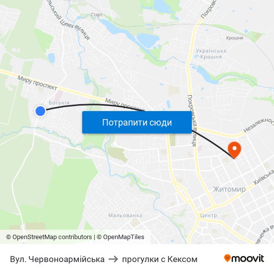 Вул. Червоноармійська to прогулки с Кексом map